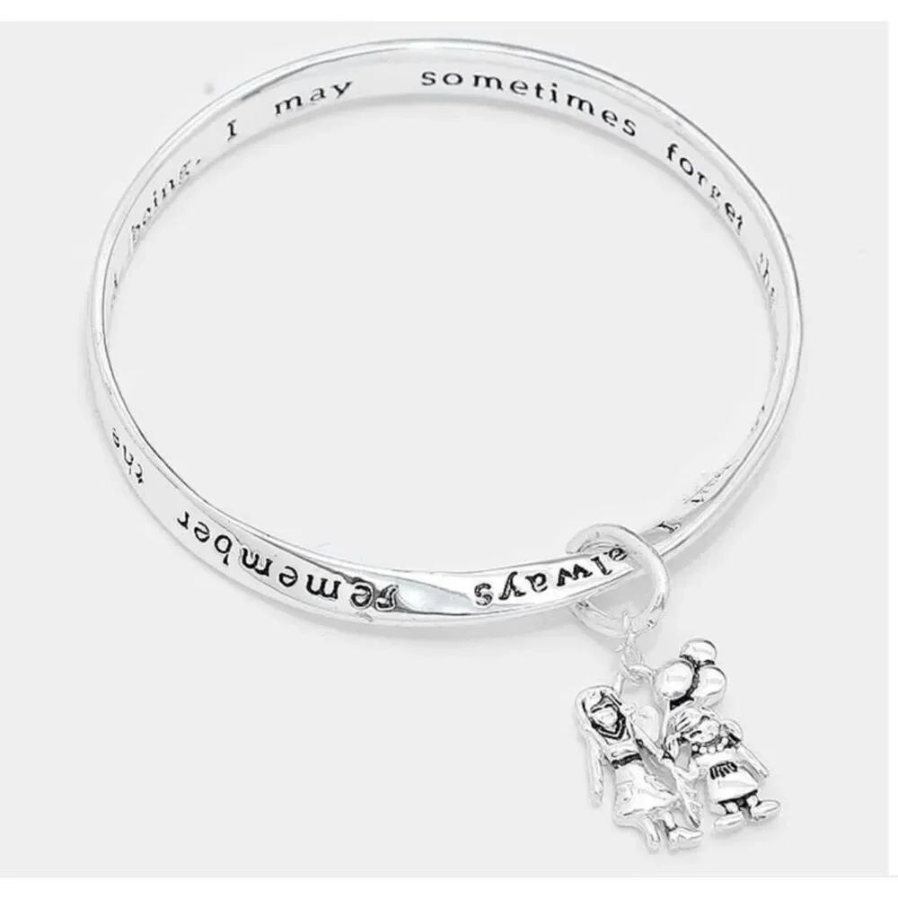 New Womens Boutique Mother Mom & Daughter Love Engraved Silver Twist Bracelet